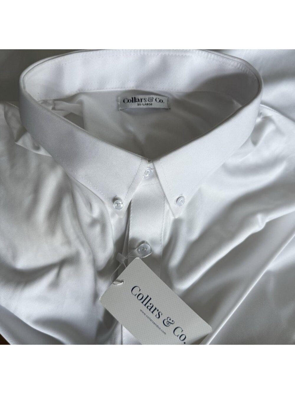 NWT Collars and Co Size 3XL Oxford Button Down Collar Polo Solid White Shirt